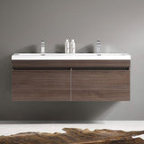 Fresca Largo 57" Gray Oak Modern Double Sink Bathroom Cabinet