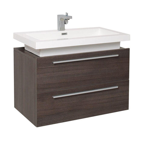 Fresca Medio Gray Oak Modern Bathroom Cabinet w/ Vessel Sink