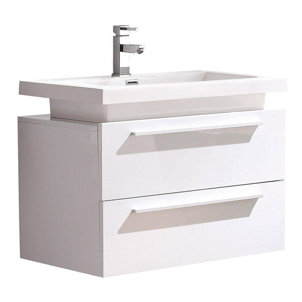 Fresca Medio 32" White Modern Bathroom Cabinet w/ Vessel Sink