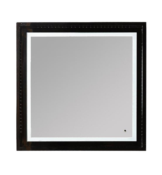 Fresca Platinum Wave 24" Glossy Black Bathroom Mirror w/ LED Lighting