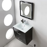 Fresca Platinum Wave 24" Glossy Black Modern Bathroom Vanity