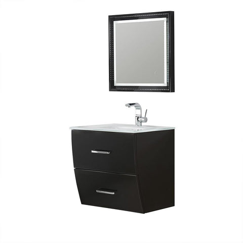 Fresca Platinum Wave 24" Glossy Black Modern Bathroom Vanity