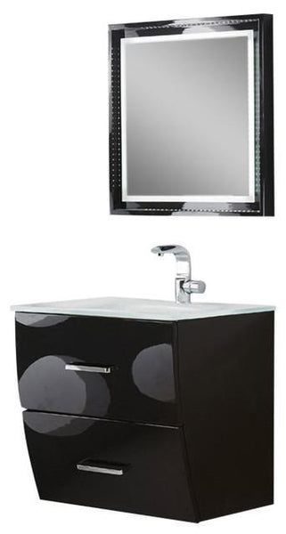 Fresca Platinum Wave 24" Glossy Black Modern Bathroom Vanity