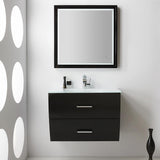 Fresca Platinum Wave 32" Glossy Black Modern Bathroom Vanity