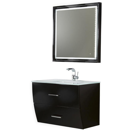 Fresca Platinum Wave 32" Glossy Black Modern Bathroom Vanity