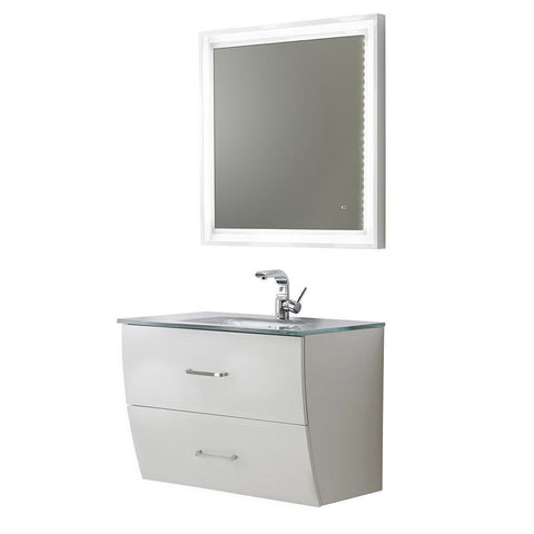 Fresca Platinum Wave 32" Glossy White Modern Bathroom Vanity