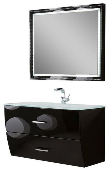 Fresca Platinum Wave 40" Glossy Black Modern Bathroom Vanity