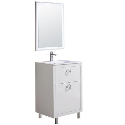 Fresca Platinum Due 24" Glossy White Bathroom Vanity