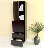 Fresca Espresso Bathroom Linen Side Cabinet w/ 4 Storage Areas