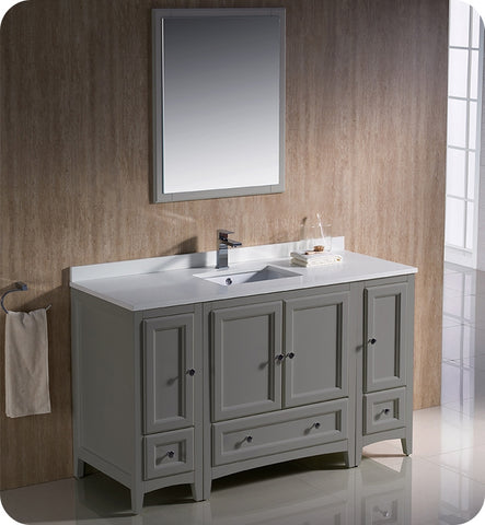 Fresca Oxford 54" Gray Traditional Bathroom Vanity