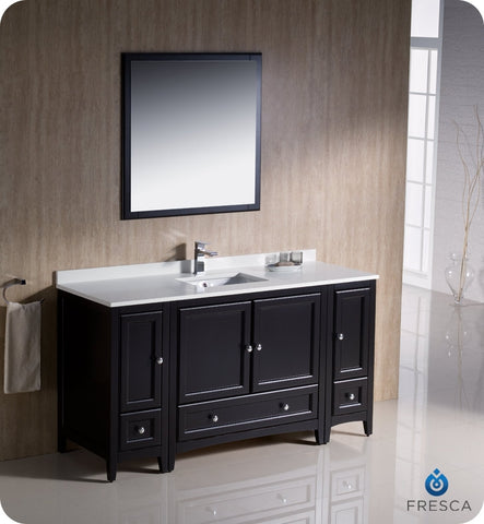 Fresca Oxford 60" Espresso Traditional Bathroom Vanity