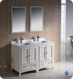 Fresca Oxford 48" Antique White Traditional Double Sink Bathroom Vanity