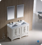 Fresca Oxford 48" Antique White Traditional Double Sink Bathroom Vanity