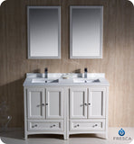 Fresca Oxford 48" Antique White Traditional Double Sink Bathroom Vanity