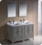 Fresca Oxford 48" Gray Traditional Double Sink Bathroom Vanity