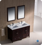 Fresca Oxford 48" Mahogany Traditional Double Sink Bathroom Vanity