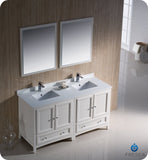 Fresca Oxford 60" Antique White Traditional Double Sink Bathroom Vanity