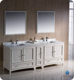 Fresca Oxford 84" Antique White Traditional Double Sink Bathroom Vanity