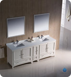 Fresca Oxford 84" Antique White Traditional Double Sink Bathroom Vanity