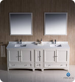 Fresca Oxford 84" Antique White Traditional Double Sink Bathroom Vanity