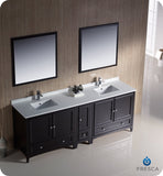 Fresca Oxford 84" Espresso Traditional Double Sink Bathroom Vanity