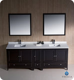 Fresca Oxford 84" Espresso Traditional Double Sink Bathroom Vanity