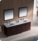 Fresca Oxford 84" Mahogany Traditional Double Sink Bathroom Vanity