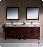 Fresca Oxford 84" Mahogany Traditional Double Sink Bathroom Vanity