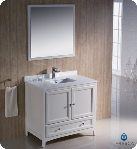 Fresca Oxford 36" Antique White Traditional Bathroom Vanity