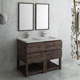 Fresca Formosa 48" Floor Standing Double Sink Modern Bathroom Vanity w/ Open Bottom & Mirrors | FVN31-2424ACA-FS