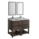 Fresca Formosa 48" Floor Standing Double Sink Modern Bathroom Vanity w/ Open Bottom & Mirrors | FVN31-2424ACA-FS