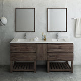 Fresca Formosa 72" Floor Standing Double Sink Modern Bathroom Vanity w/ Open Bottom & Mirrors | FVN31-301230ACA-FS