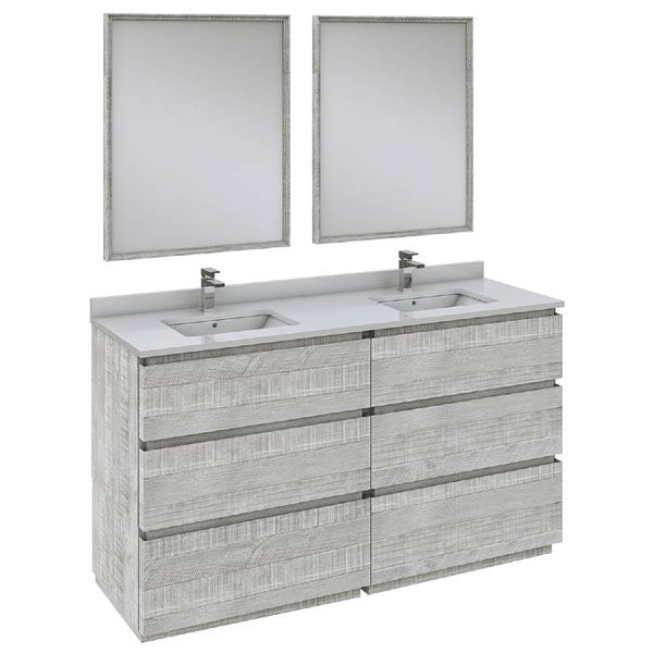 Fresca Formosa 60" Modern Ash Double Sink Vanity Set | FVN31-3030ASH-FC