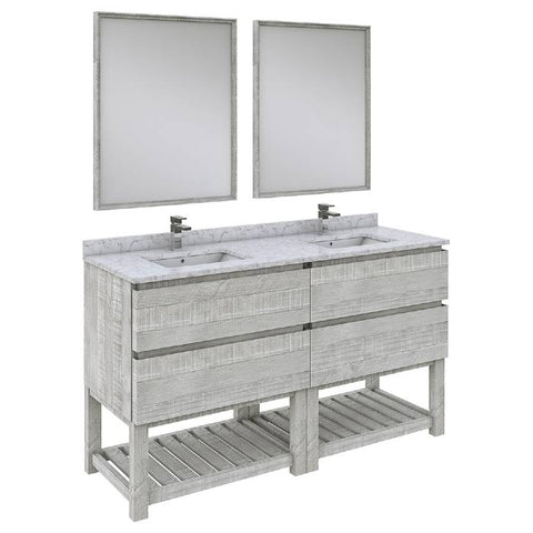 Fresca Formosa 60" Modern Ash Double Sink Vanity Set w/ Open Bottom | FVN31-3030ASH-FS