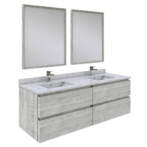 Fresca Formosa 60" Modern Ash Wall Hung Double Sink Vanity Set | FVN31-3030ASH