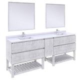 Fresca Formosa 84" Modern Rustic White Double Sink Vanity Set w/ Open Bottom | FVN31-361236RWH-FS