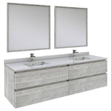 Fresca Formosa 72" Modern Ash Wall Hung Double Sink Vanity Set | FVN31-3636ASH