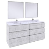 Fresca Formosa 72" Modern Rustic White Double Sink Vanity Set | FVN31-3636RWH-FC