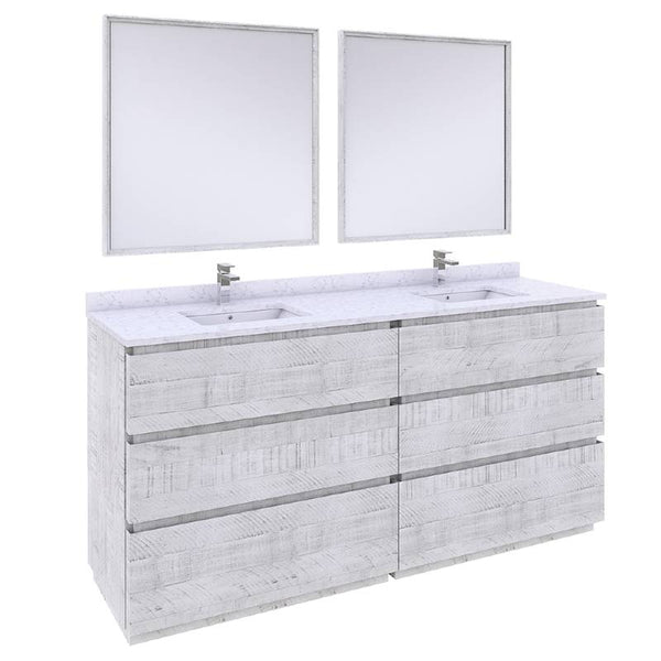 Fresca Formosa 72" Modern Rustic White Double Sink Vanity Set | FVN31-3636RWH-FC