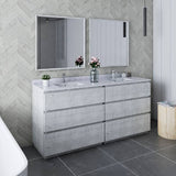 Fresca Formosa 72" Modern Rustic White Double Sink Vanity Set | FVN31-3636RWH-FC