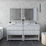 Fresca Formosa 72" Modern Rustic White Double Sink Vanity Set w/ Open Bottom | FVN31-3636RWH-FS