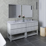 Fresca Formosa 72" Modern Rustic White Double Sink Vanity Set w/ Open Bottom | FVN31-3636RWH-FS