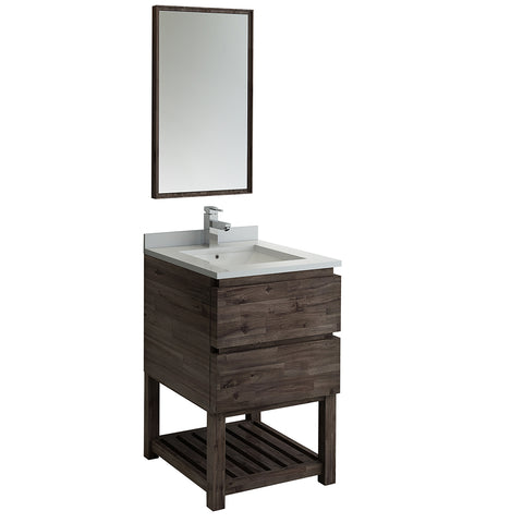 Fresca Formosa 24" Floor Standing Modern Bathroom Vanity w/ Open Bottom & Mirror | FVN3124ACA-FS