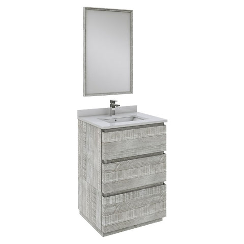 Fresca Formosa 24" Rustic White Modern Floor Standing Bathroom Vanity Set | FVN3124ASH-FC