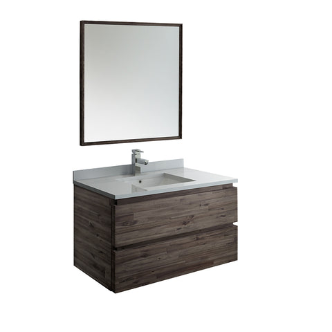 Fresca Formosa 36" Wall Hung Modern Bathroom Vanity w/ Mirror | FVN3136ACA