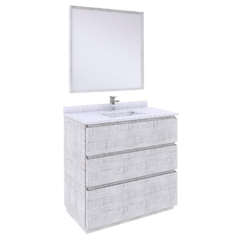 Fresca Formosa 36" Modern Rustic White Bathroom Vanity Set | FVN3136RWH-FC