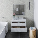 Fresca Formosa 36" Modern Rustic White Wall Hung Bathroom Vanity Set | FVN3136RWH