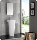 Fresca Messina 16" White Pedestal Sink w Medicine Cabinet - Modern Vanity