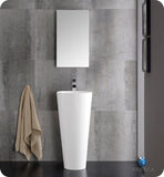 Fresca Messina 16" White Pedestal Sink w Medicine Cabinet - Modern Vanity