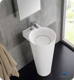 Fresca Messina 16" White Pedestal Sink w Medicine Cabinet - Modern Vanity